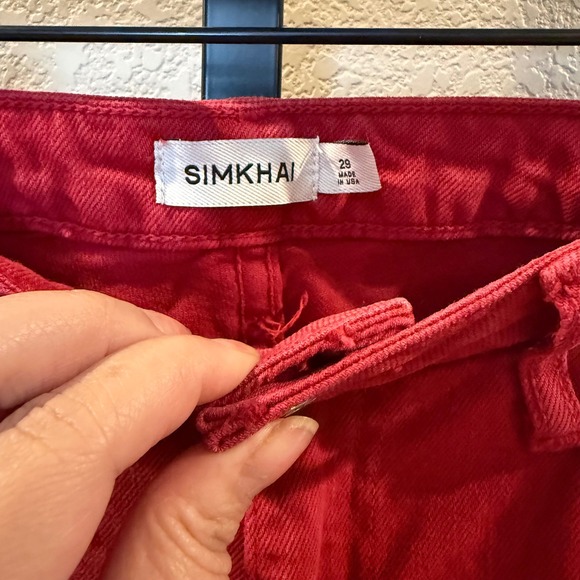 SIMKHAI Jude Straight Leg Jeans Cherry Women's Size 29 - Picture 7 of 13